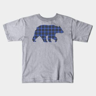 Blue Plaid Bear Kids T-Shirt